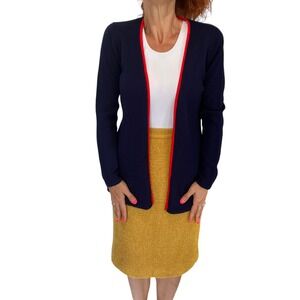 VINTAGE COLLECTOR'S ITEMS BY ANNE FOGARTY NAVY KNIT  OPEN CARDIGAN SWEATER M